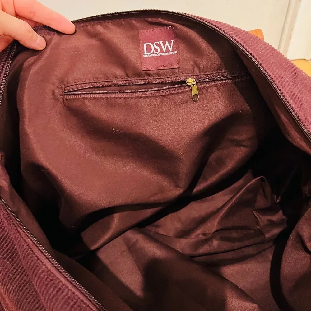 Vintage 80's 90's Corduroy and Leather Large Duffle Bag
